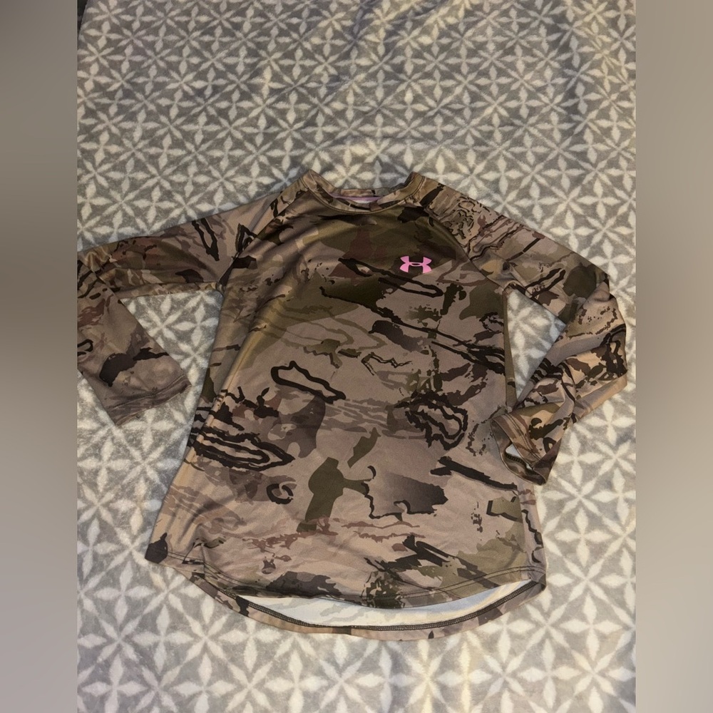 Under Armour Kids Long Sleeve Camouflage Shirt - Pink and Brown